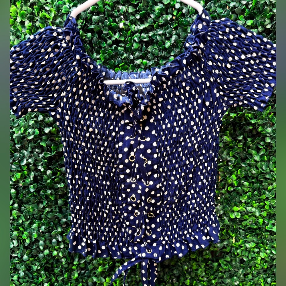 Elegant Navy Polka Dot Blouse